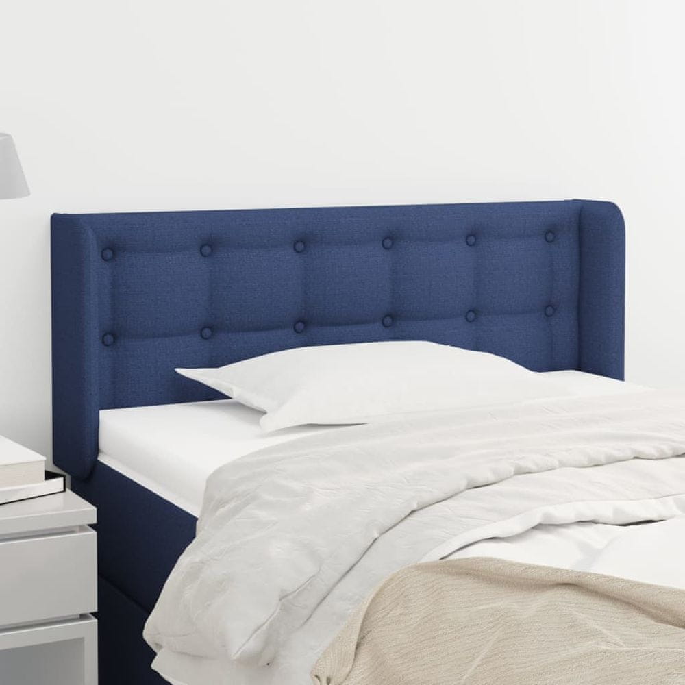 Vidaxl Čelo postele so záhybmi modrý 83x16x78/88 cm látka