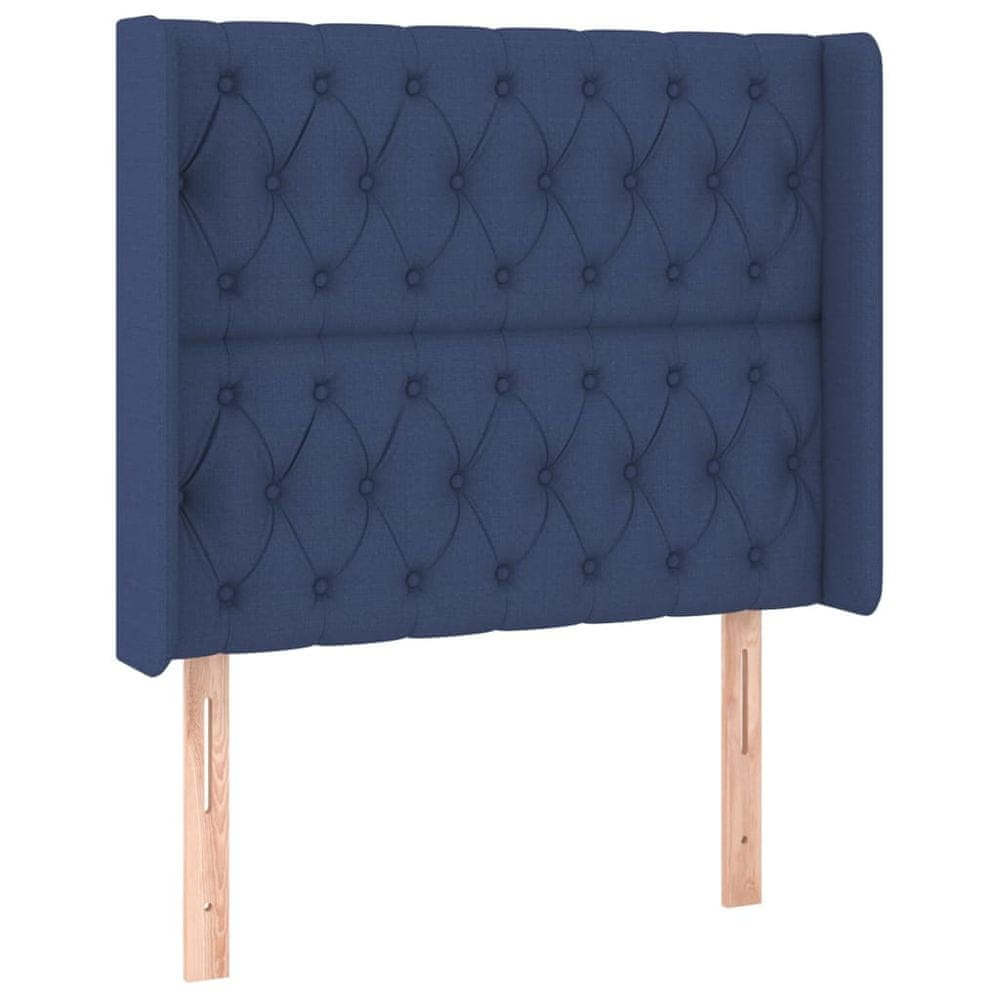 Vidaxl Čelo postele so záhybmi modré 93x16x118/128 cm látka
