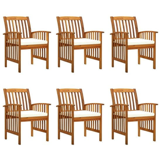 Vidaxl Záhradné jedálenské stoličky 6 ks so sedákmi akáciový masív