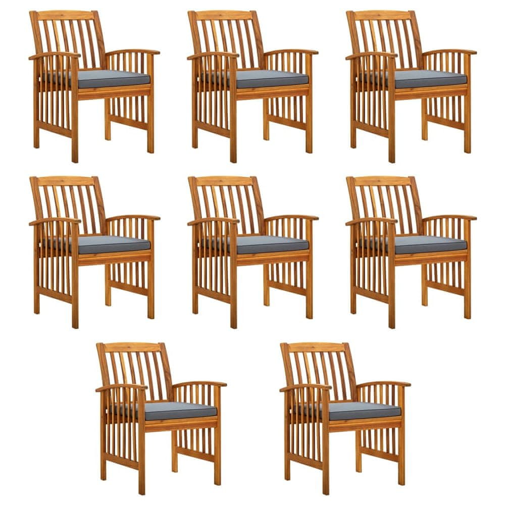 Petromila vidaXL Záhradné jedálenské stoličky 8 ks so sedákmi akáciový masív