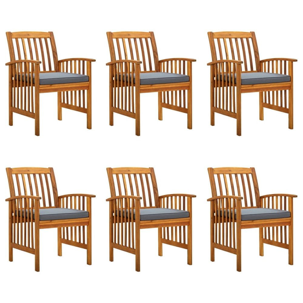 Petromila vidaXL Záhradné jedálenské stoličky 6 ks so sedákmi akáciový masív