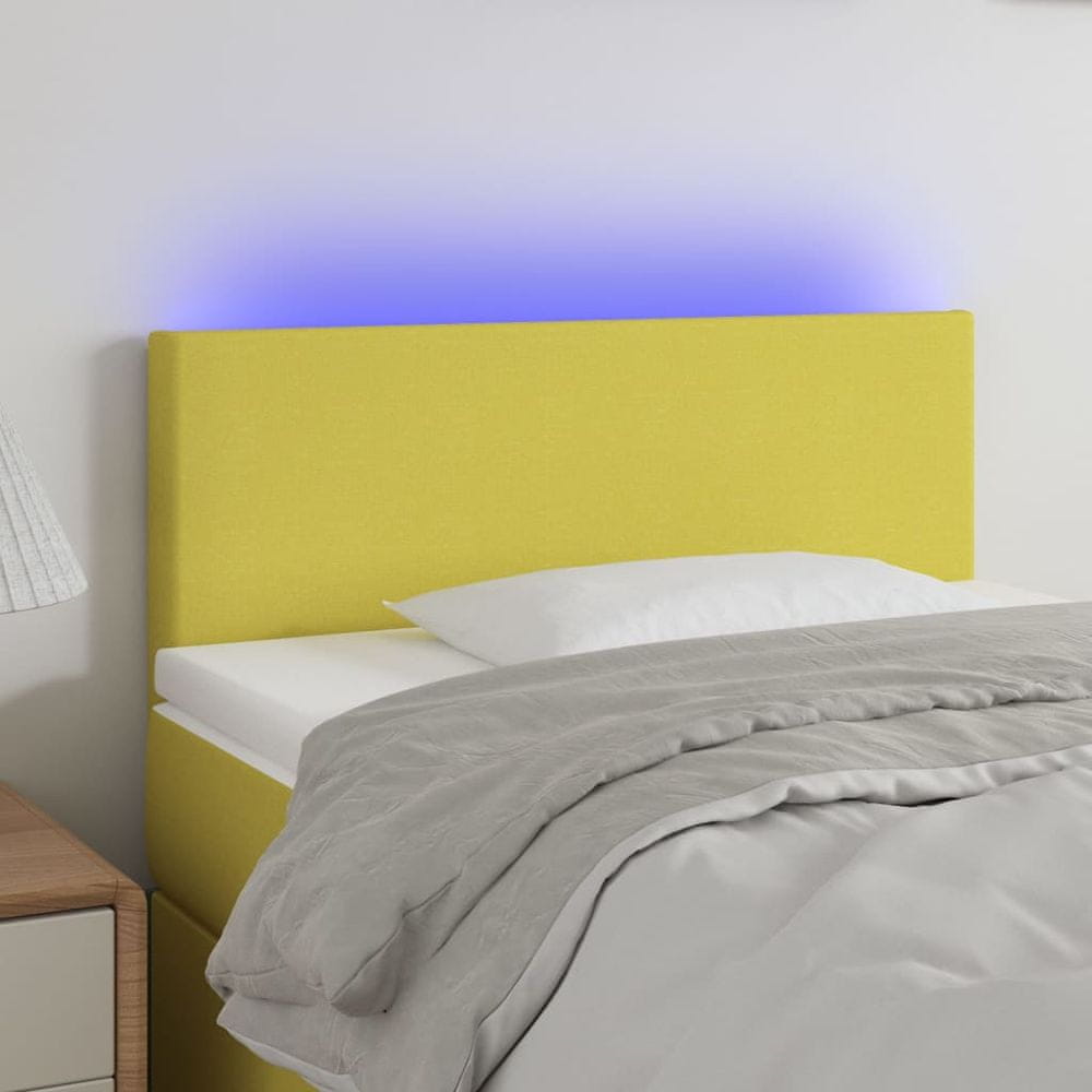 Vidaxl Čelo postele s LED zelené 100x5x78/88 cm látka