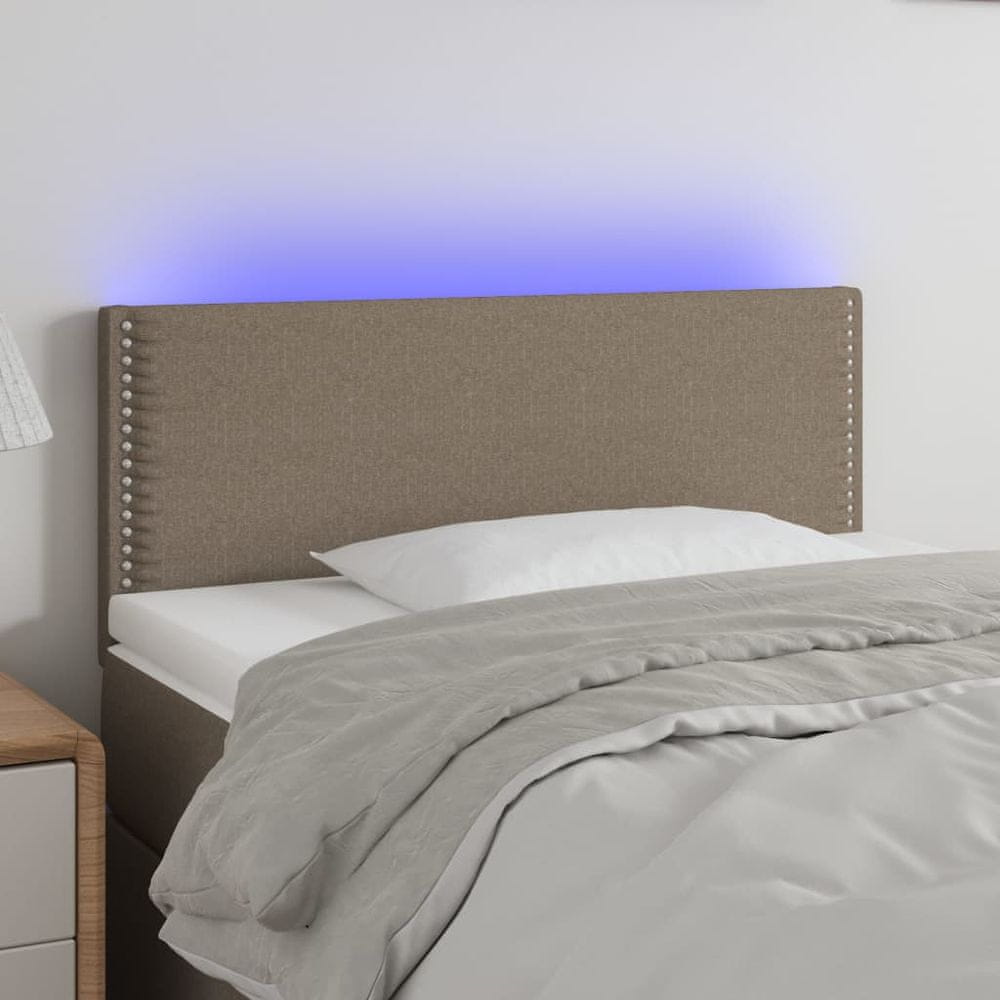 Vidaxl Čelo postele s LED sivohnedé 100x5x78/88 cm látka