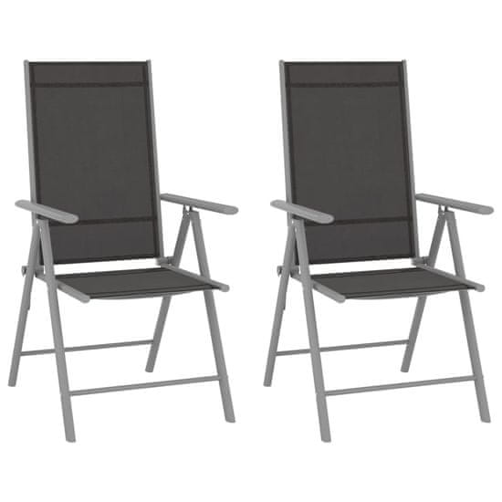 Vidaxl Skladacie záhradné stoličky 2 ks textilénové čierne