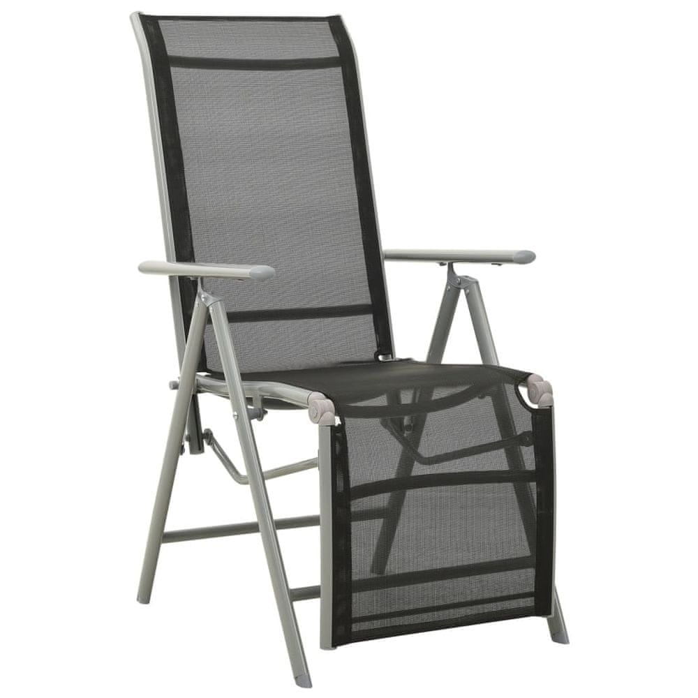 Petromila vidaXL Sklápacia záhradná stolička hliník a textilén strieborná