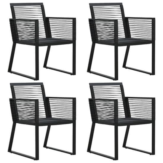 Vidaxl Záhradné stoličky 4 ks, s povrázkami, ratan, čierne