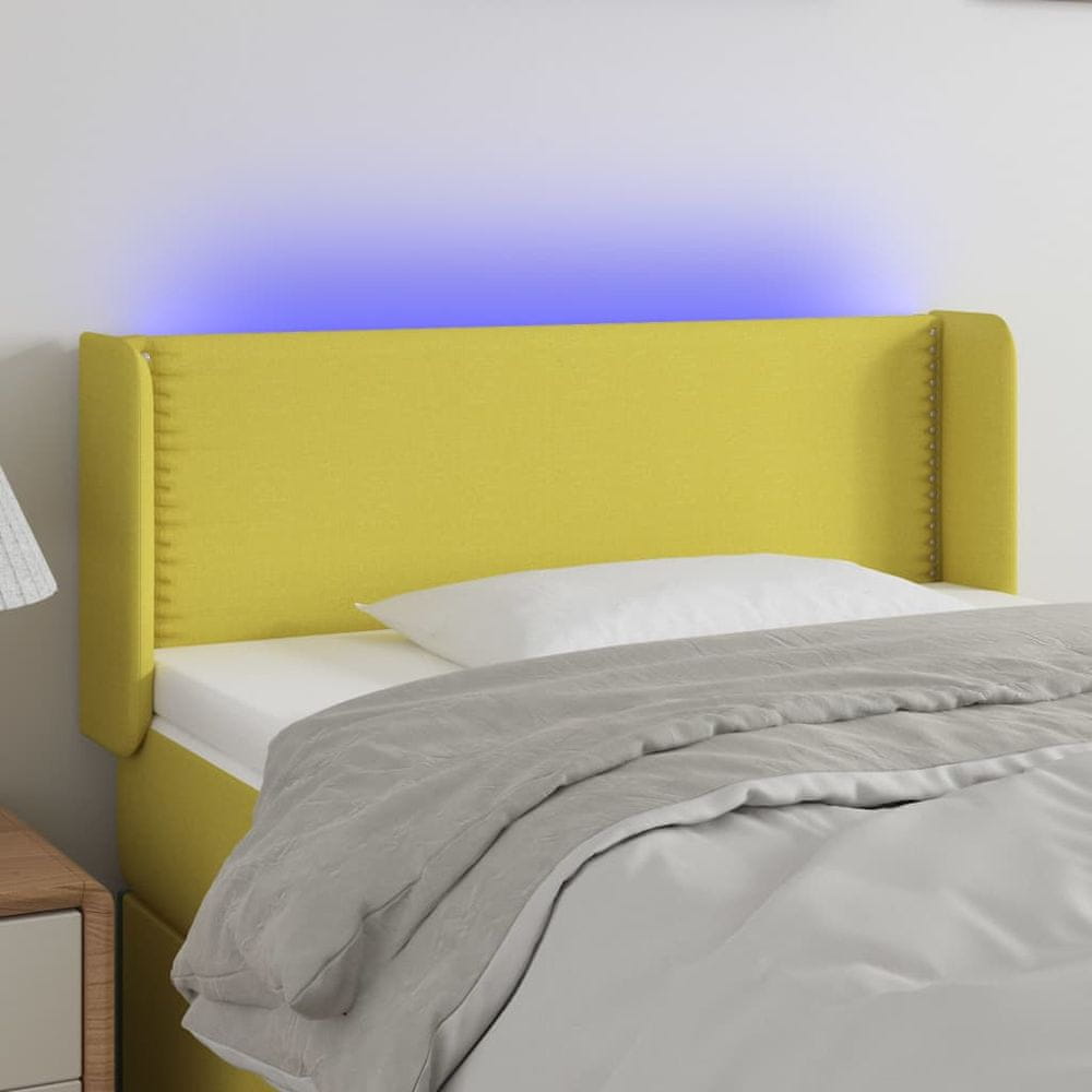 Vidaxl Čelo postele s LED zelené 83x16x78/88 cm látka