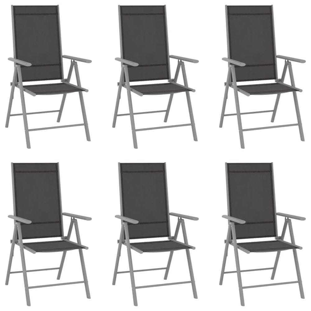 Petromila vidaXL Skladacie záhradné stoličky 6 ks textilénové čierne