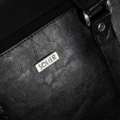 Solier Kožená príručná taška na notebook Kilbridge Black