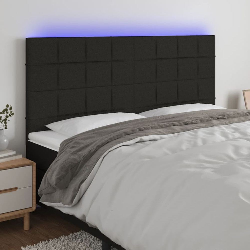 Vidaxl Čelo postele s LED čierne 200x5x118/128 cm látka