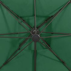 Vidaxl Závesný slnečník s dvojitou strieškou 300x300 cm zelený