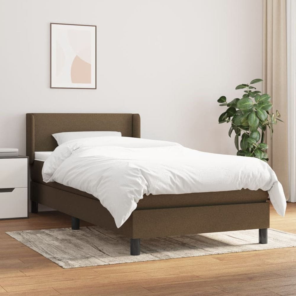Vidaxl Boxspring posteľ s matracom tmavohnedá 90x190 cm látka