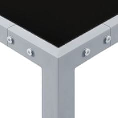 Vidaxl Záhradný stôl 130x130x72 cm sivý oceľ a sklo