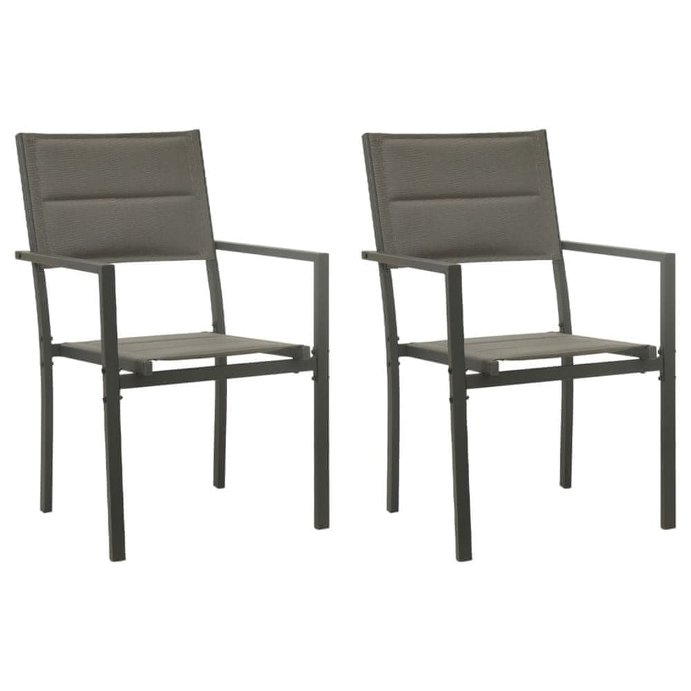 Vidaxl Záhradné stoličky 2 ks textilén a oceľ sivá a antracitová