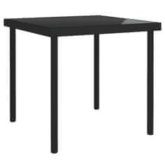 Petromila vidaXL Vonkajší jedálenský stôl čierny 80x80x72 cm sklo a oceľ