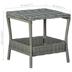 Vidaxl Záhradný stôl, svetlosivý 45x45x46,5 cm, polyratan