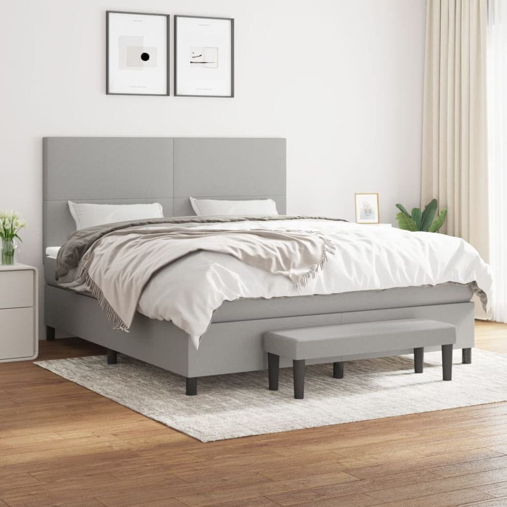 shumee Boxspring posteľ s matracom bledosivý 160x200 cm látka