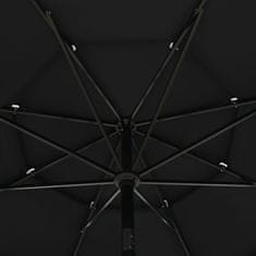 Vidaxl 3-stupňový slnečník s hliníkovou tyčou čierny 3,5 m