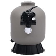 Vidaxl Bazénový pieskový filter s bočným 6 polohovým ventilom sivý