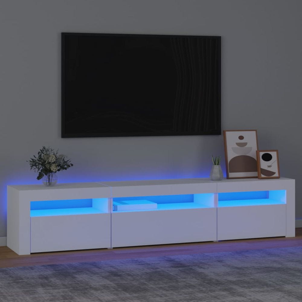 Vidaxl TV skrinka s LED svetlami biela 195x35x40 cm