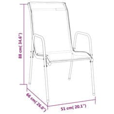 Vidaxl Záhradné stoličky 4 ks oceľ a textilén čierne