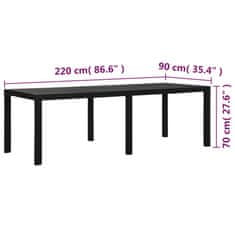 Vidaxl Záhradný stôl, 220x90x72 cm, PP, antracit