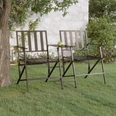 Vidaxl Skladacia záhradná lavička pre 2 osoby, 137 cm, čierna, oceľ