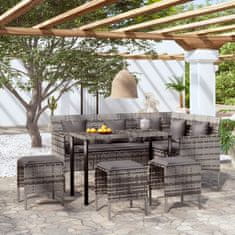 Petromila vidaXL 5-dielny záhradný sedací set v tvare L s vankúšmi polyratan sivý