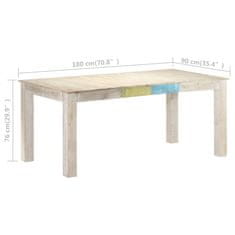 Vidaxl Jedálenský stôl biely 180x90x76 cm mangovníkový masív