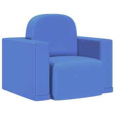 Vidaxl Detská sedačka 2 v 1 modrá umelá koža