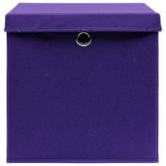 Vidaxl Úložné boxy s vekom 10 ks 28x28x28 cm fialové