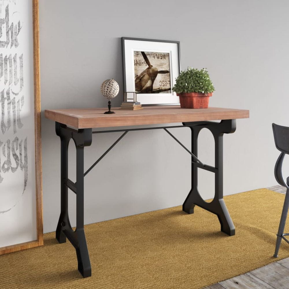Vidaxl Jedálenský stôl, 110x65x82 cm, masívne jedľové drevo a železo