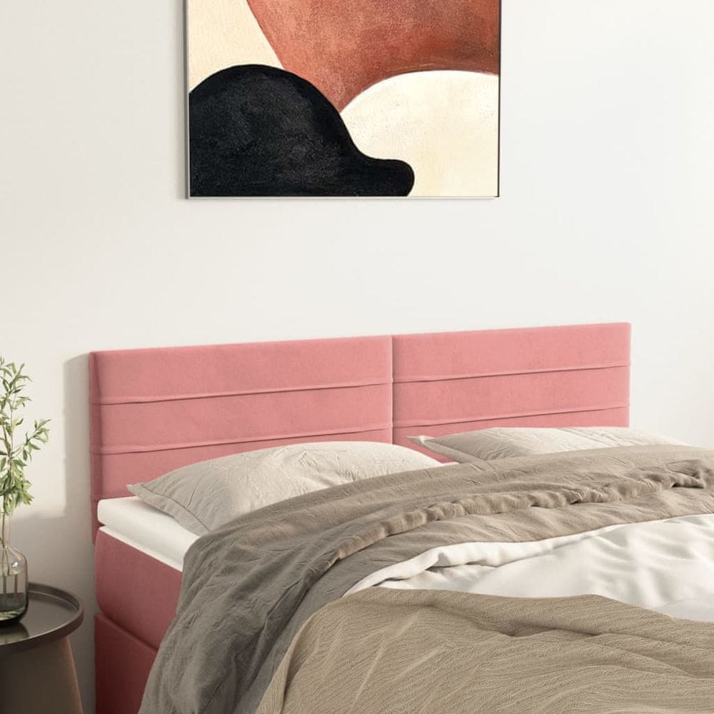 Vidaxl Čelá postele 2 ks ružové 72x5x78/88 cm zamat