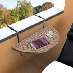 Petromila vidaXL Závesný stolík na balkón, tehlová farba, mozaikový