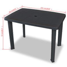 Vidaxl Záhradný stôl, antracitový 101x68x72 cm, plast