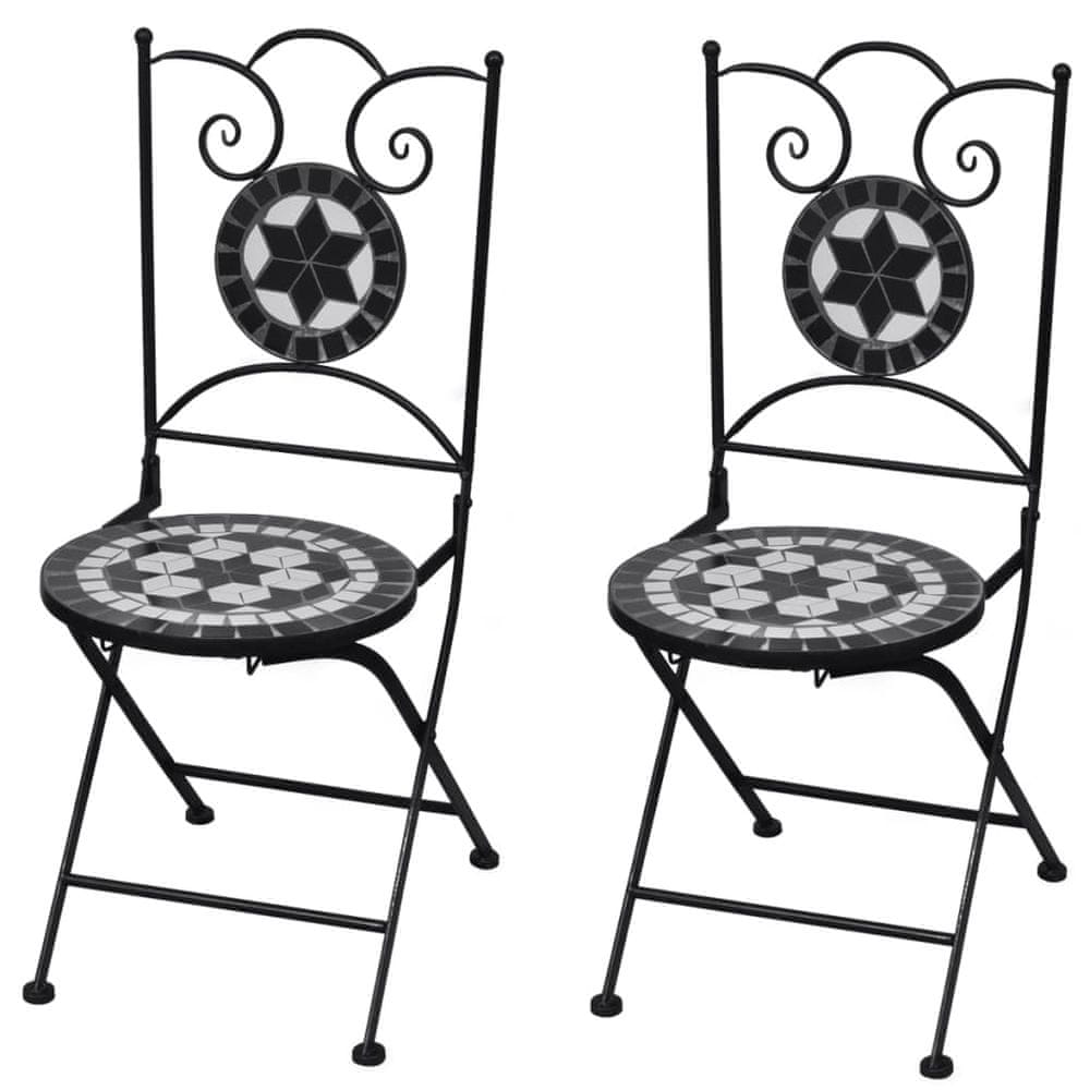 Petromila vidaXL Skladacie záhradné stoličky 2 ks, keramika, čierne a biele