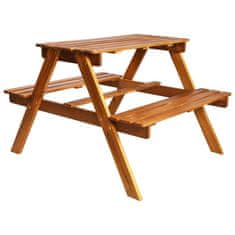 Petromila vidaXL Detský piknikový stôl so slnečníkom 79x90x60 cm masívne akáciové drevo