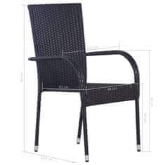 Petromila vidaXL Stohovateľné vonkajšie stoličky 2 ks, polyratan, čierne