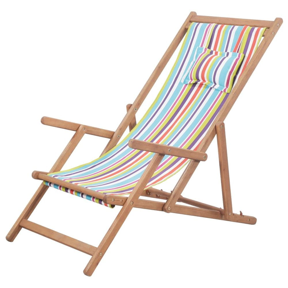 Petromila vidaXL Skladacie plážové kreslo, látka a drevený rám, viacfarebné