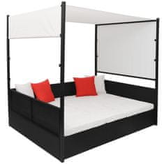 Petromila vidaXL Záhradná posteľ so strieškou čierna 190x130 cm polyratanová