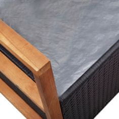 Vidaxl Úložná lavička 110 cm polyratan a masívne akáciové drevo čierne