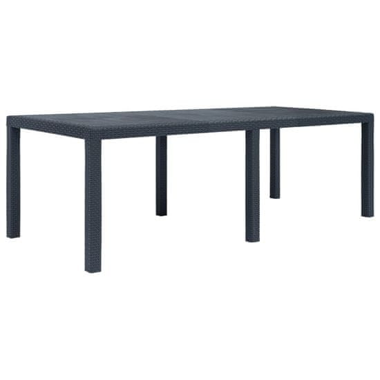 Petromila vidaXL Záhradný stôl plastový ratanový vzhľad 220x90x72 cm antracit