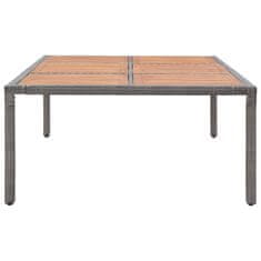 Vidaxl Záhradný stôl, sivý 200x150x74 cm, polyratan a akáciové drevo
