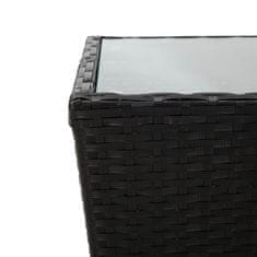 Petromila vidaXL Čajový stolík, čierny 41,5x41,5x43 cm, polyratan, tvrdené sklo