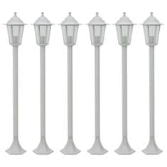 Vidaxl Záhradné stĺpové lampy 6 ks E27 110 cm hliníkové biele