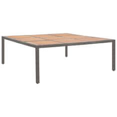 Vidaxl Záhradný stôl, sivý 200x200x74 cm, polyratan a akáciové drevo