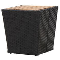 Petromila vidaXL Čajový stolík, čierny 41,5x41,5x43cm, polyratan, akáciový masív