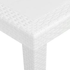 Petromila vidaXL Záhradný stôl biely 79x79x72 cm plastový s ratanovým vzhľadom