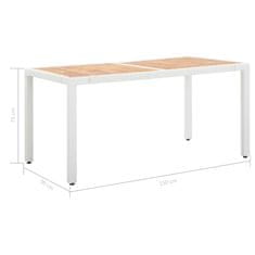 Vidaxl Záhradný stôl biely 150x90x75 cm polyratan a akáciový masív