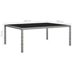 Petromila vidaXL Vonkajší jedálenský stôl sivý 200x150x74 cm polyratan